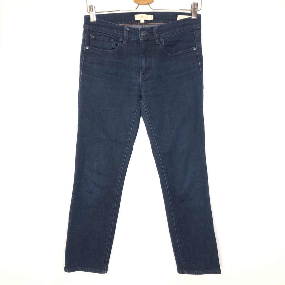 Tory Burch Cropped Skinny Jeans Dark Blue 27